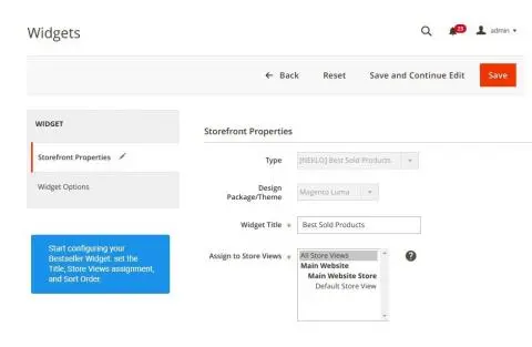 The general configurations of a widget