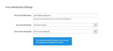Error notifications Error notifications via email