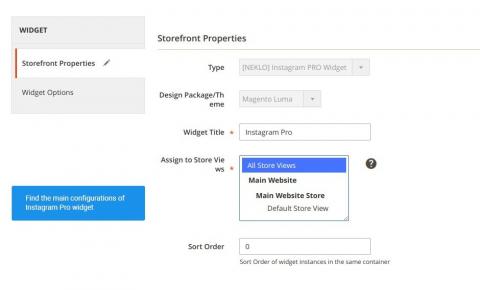 main configurations See the main configurations of the widget