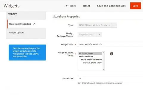 Adjust the general settings of a widget