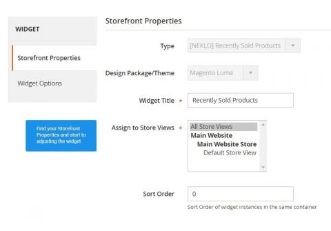 Find the main settings of a widget