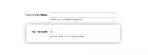 Set the level of categories to be shown level depth matching catalog