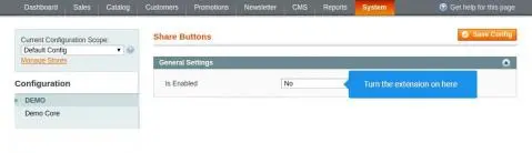 Enable extension How to turn on Share Buttons