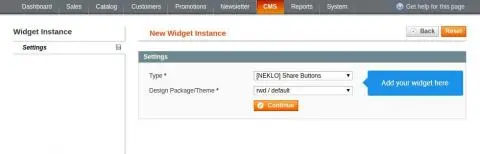 How to create your first widget Set up a Share Buttons widget