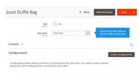 Product Page Size Chart block on a Product Page