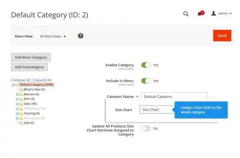 Product Page Size Chart block on a Product Page