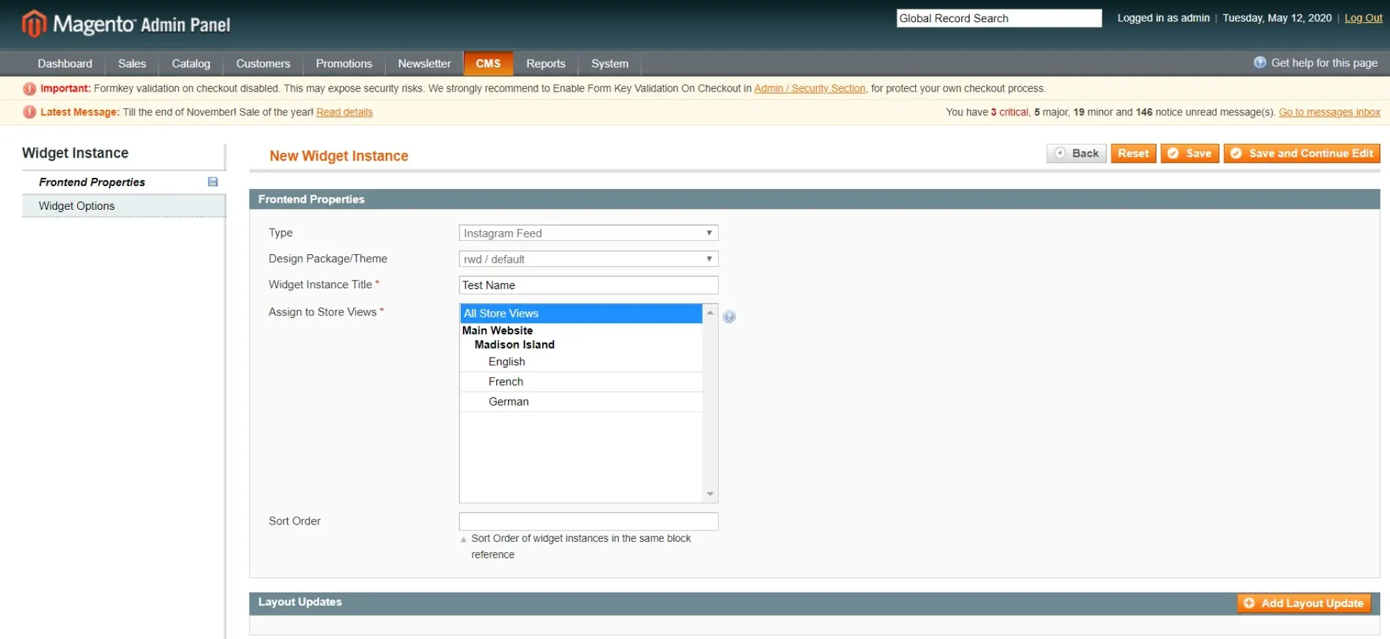 Configure Frontend properties Configure Frontend properties