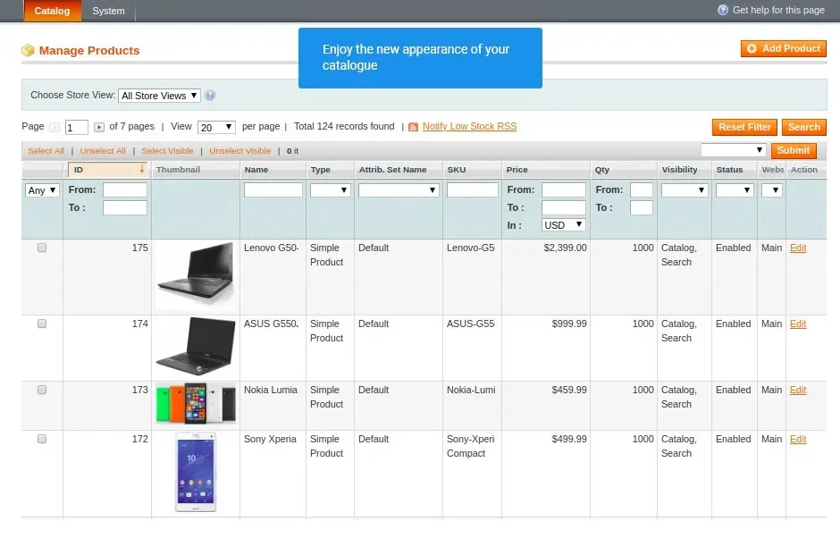 Check your new products appearance