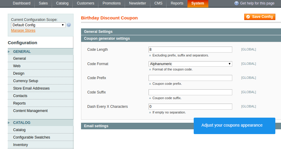 birthday discount coupon extension example