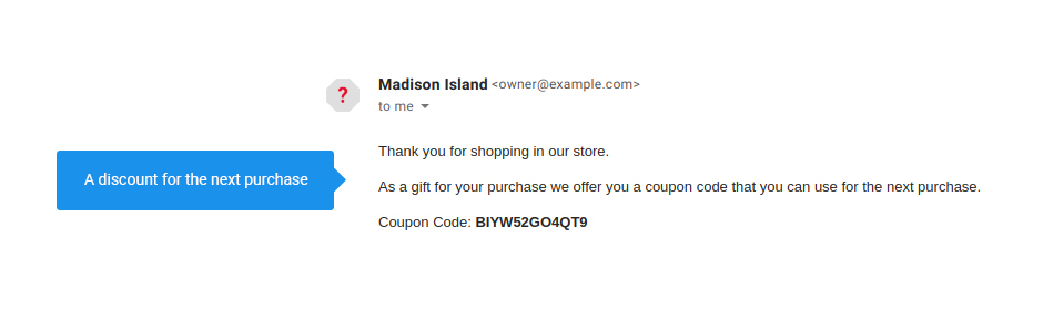 See your coupon in an email