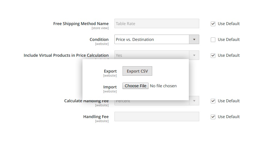 CSV files import and export