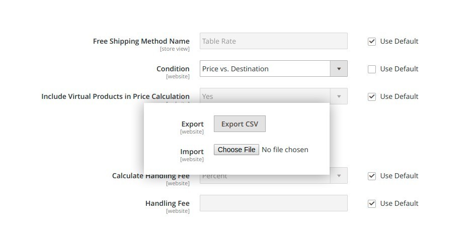 CSV files import and export