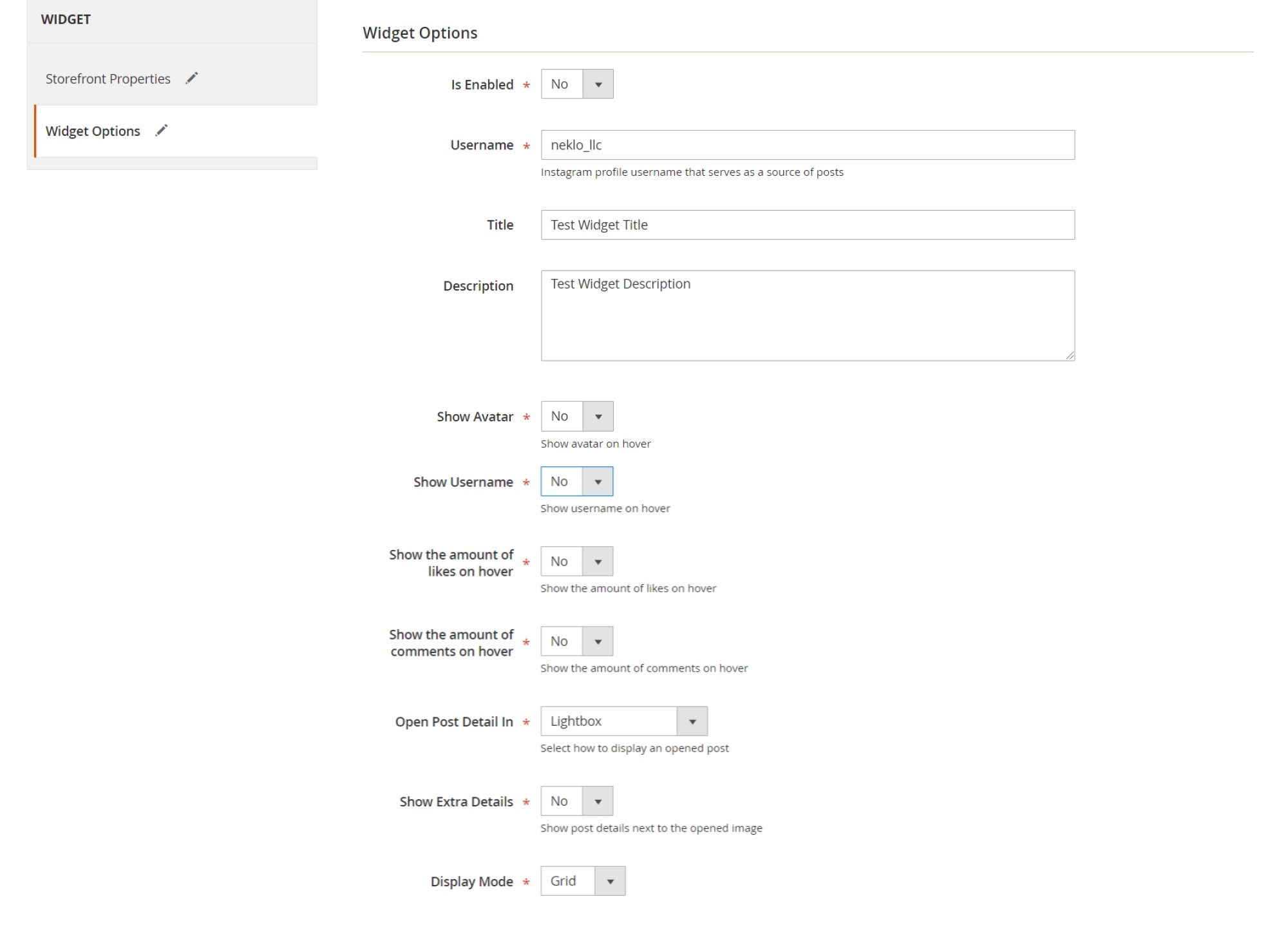 Configure Flexible Widget Settings