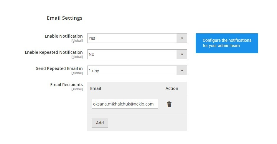 Automatic email notifications