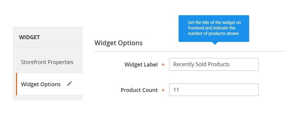 Configure the set widget  