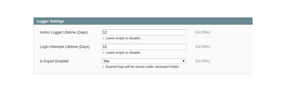 logger settings in security suite