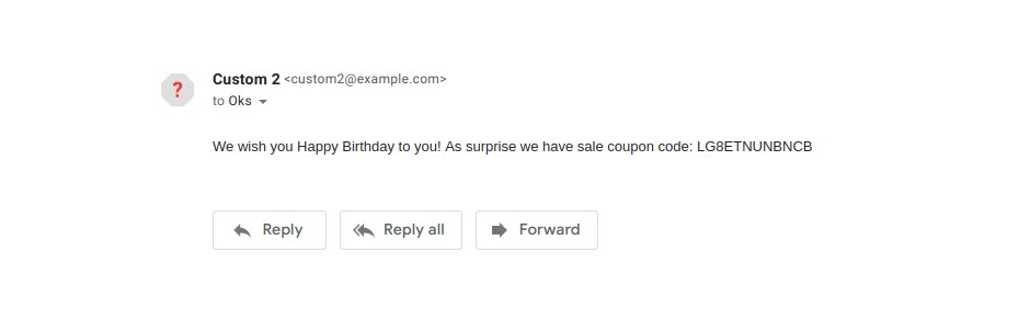 Preliminary email with a coupon